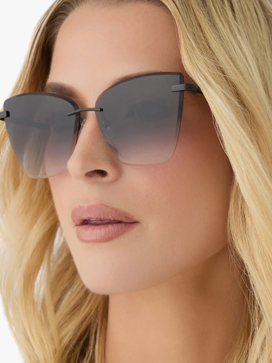 Diff Eyewear Accessories - Gradient Gray Oversized Rimless Sunglasses - Women